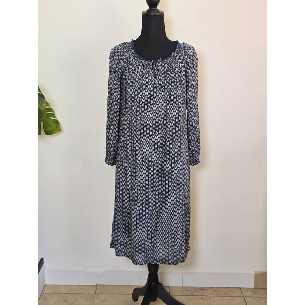 Caslon Blue Floral Peasant Midi Dress XS Lined Boho cottagecore romantic prairie
